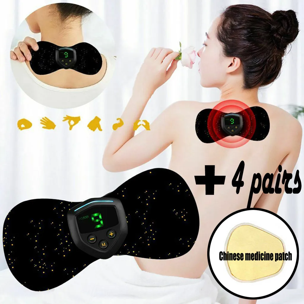 Портативный массажер, Мини стикер для шеи, пульт дистанционного управления, зарядка, массажная наклейка, умная физиотерапия, массаж шейного отдела позвоночника