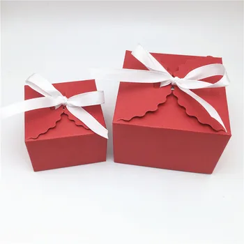 

20 Pcs Red Jubilation Gift Packaging Paper Boxes + White Ribbon, 2 Sizes Wedding Candy Favors Cardboard Boxes