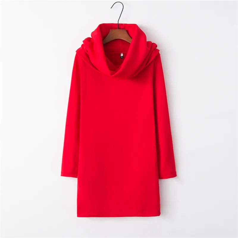 

CHRLEISURE Slim dress woman Round neck Solid Casual Autumn Winter Long sleeve warm dress Short paragraph