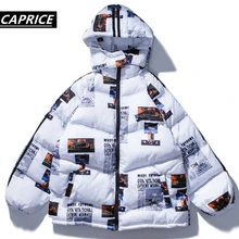 Парка с капюшоном и буквенным принтом, куртки, зимняя теплая хлопковая парка, куртка, пальто, Harajuku, уличная одежда, мужские зимние куртки и пальто