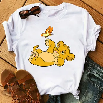 

Summer 2020 Women T-shirt Lion King Printed Tshirt Harajuku Ullzang Casual Tshirt Female Top Tees Short Sleeve Femme