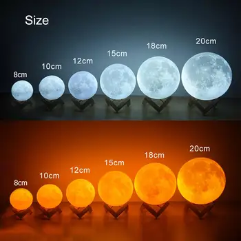 

3D Printing Moon Lamp Lunar 110v~220v Night Light Sensor Control Brightness Two Colours 8/10/12/15/18/20cm Dropshipping