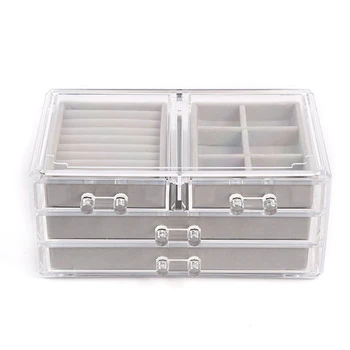 

Dustproof Three-Layer Jewelry Storage Display Box Ring Earring Necklace Case Women Pendants Watch Display Stand Box