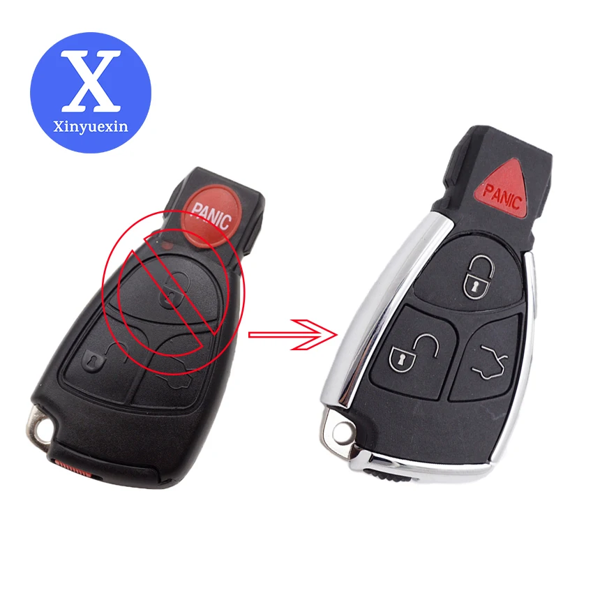 Xinyuexin New Modified New Smart Remote Car Key Shell for Mercedes-Benz CLS C E S 3+1 Buttons Uncut Blade Replacement Car Key xinyuexin flip folding car key shell for fiat 500 panda punto bravo ducato stilo remote auto key case fob sip22 blade 3 buttons