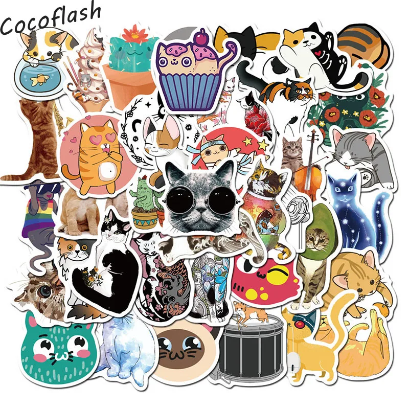 50pcs/lot Funny Fat Cat Stickers Classic Toys Sticker For Laptop Skateboard Suitcase Car Motorcycle Kids Toy Sticker
