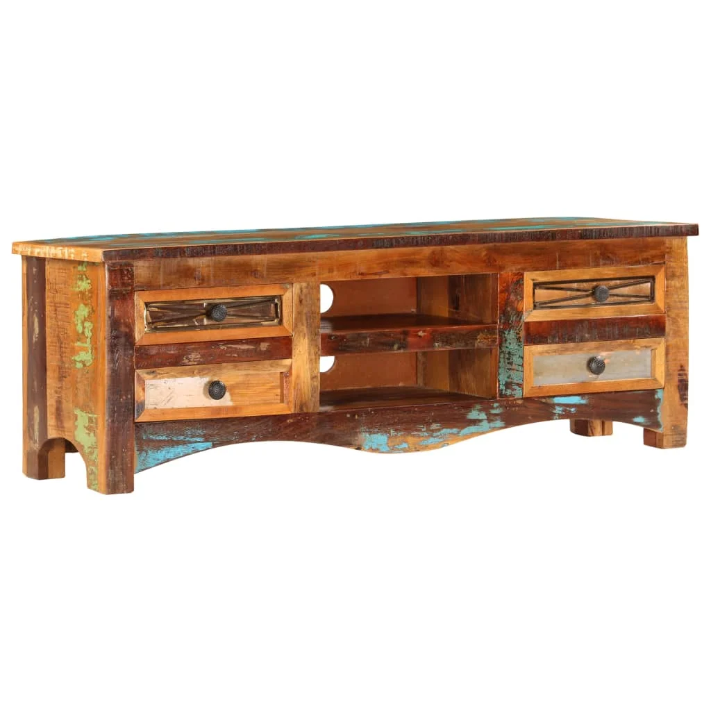 

High Quality TV Cabinet TV Stands Table VidaXL Old Style Recycled Solid Wood Tv Riser Stand Living Room TV Furniture 120x30x40cm