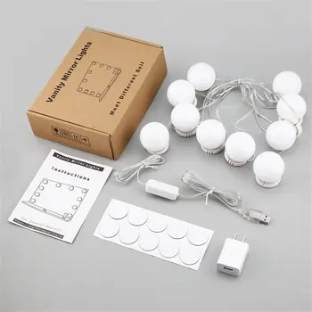 

Makeup Mirror Vanity LED Light Bulbs Kit USB Charging Port Cosmetic Lighted Make up Mirrors Bulb with UL Power US/EU/UK/AU Plug