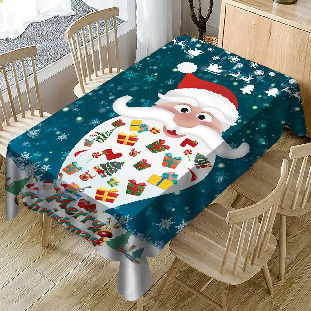 

New Year Christmas Printed Tablecloth Rectangular Tablecloth Xmas Breathable Table Cloth With Printing Kitchen Table Accessory
