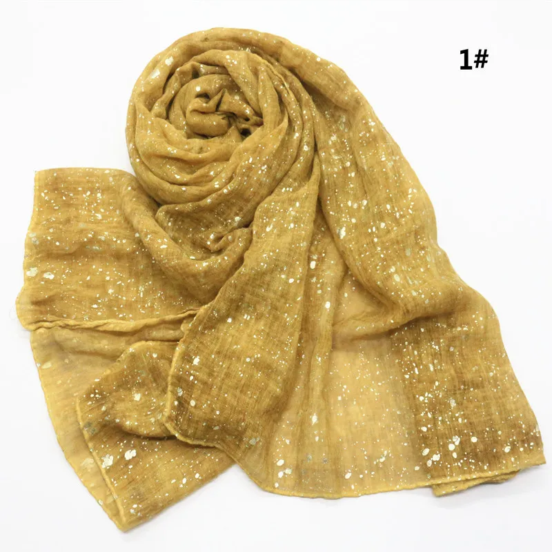 

2020 Hot Sale Women's Bali Yarn Solid Color Hot Silver Dot Muslim Hijabs Multi-function Scarf Beach Sunscreen Scarf Fashion Shaw