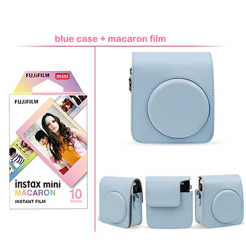 Geniune Fujifilm Instax Mini мгновенная цветная пленка с защитной из искусственной кожи чехол для камеры Сумка для Fuji Instax Mini 70 камера - Цвет: blue kit 1