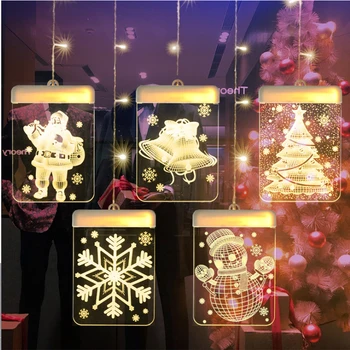 

1.5M LED christmas snowflake curtain lights fairy curtain string lights USB Santa Claus wreath lamp new year wedding decoration