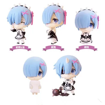 

Anime Re Zero Kara Hajimeru Isekai Seikatsu Rem Ram Emilia Beatrice Mini PVC Figures Toys 5cm 5pcs/set Bag Egg Q Clay