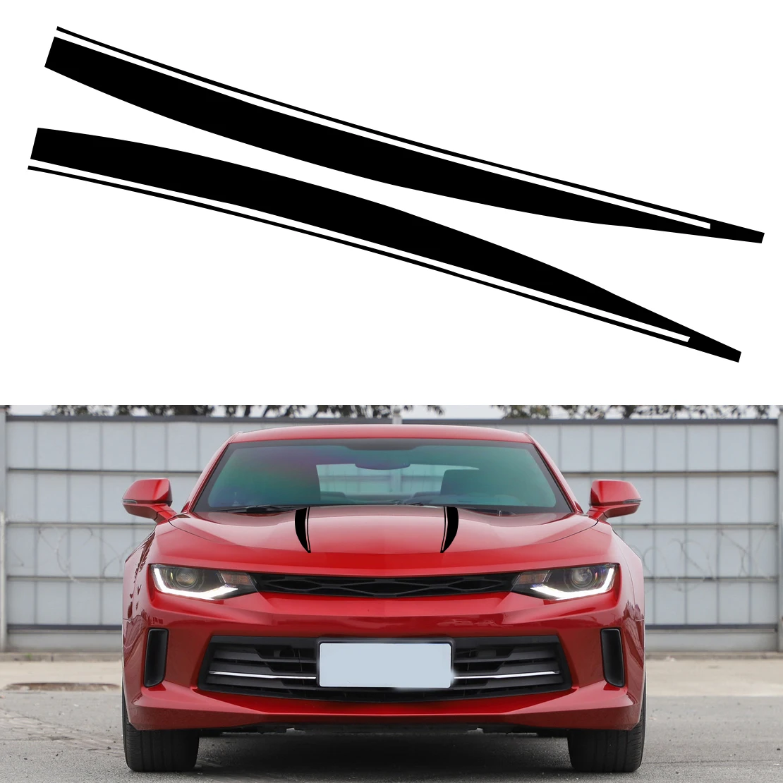 2pcs Black Bonnet Hood Stripe Vent Panel Sticker Decals Fit For Chevrolet Camaro 2010-2015 | Автомобили и мотоциклы