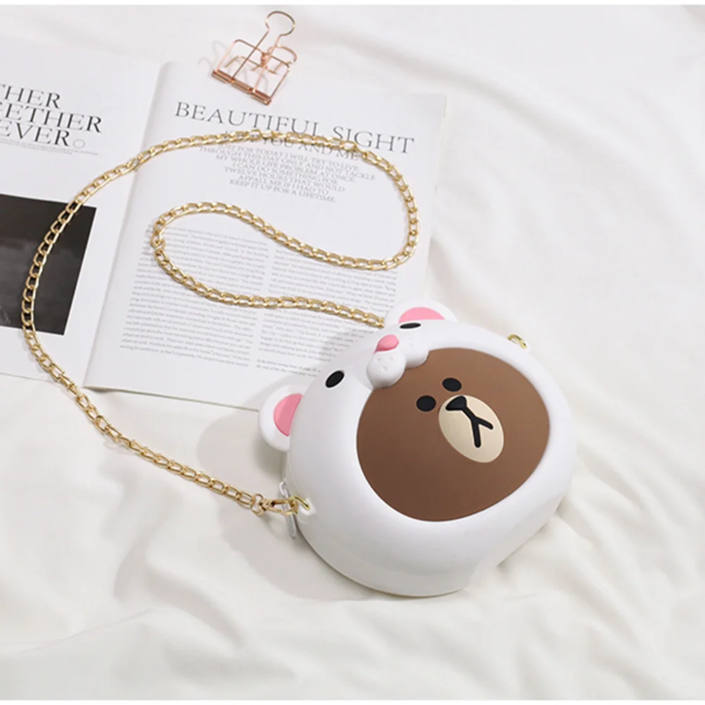 101423 Q Funny Bear серия сумка на цепочке силиконовые наушники с застежкой-молнией сумка для хранения ключей мультяшный карман для телефона водонепроницаемая сумка на плечо сумка-мешок - Цвет: 101423