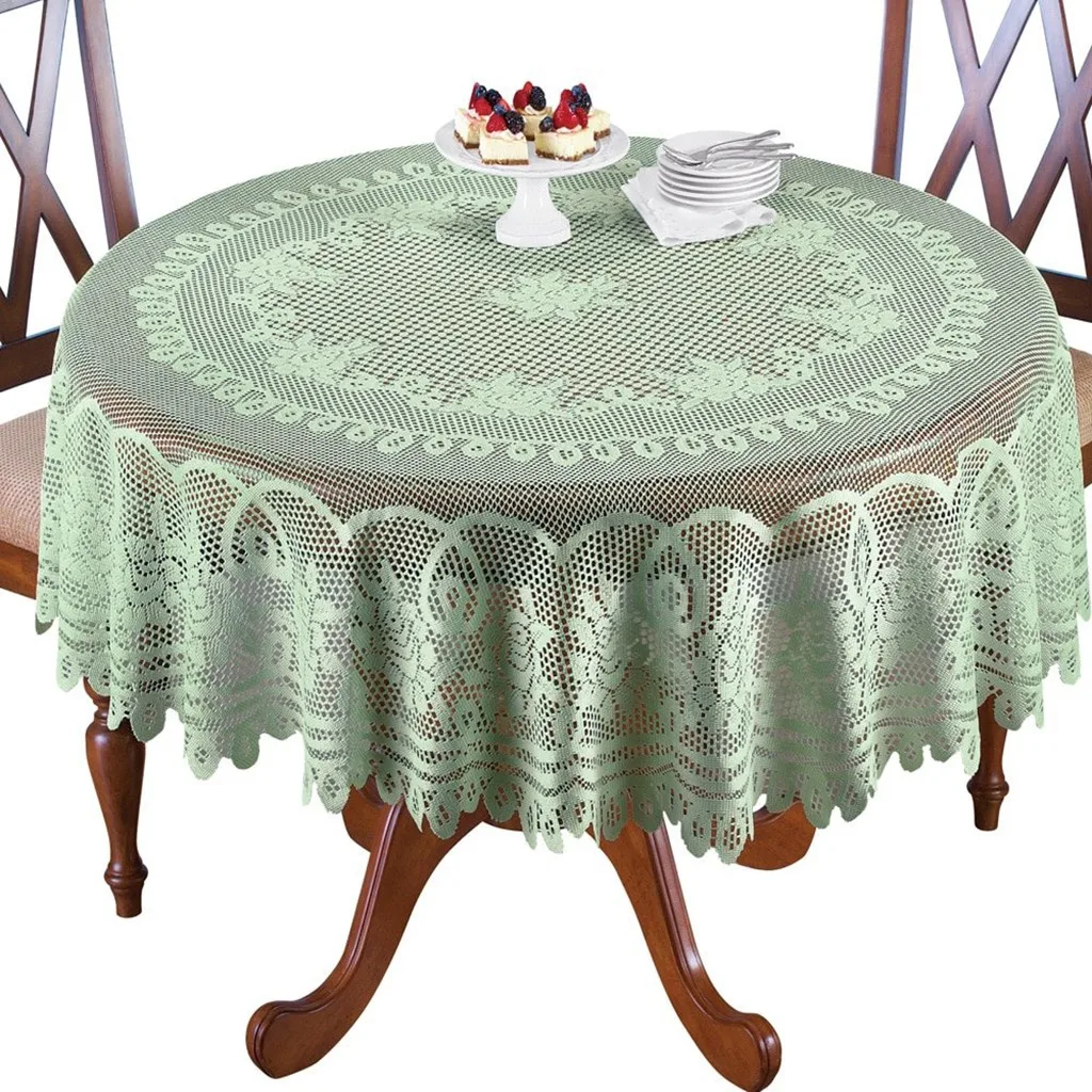 180cm 1 шт., круглая/прямоугольная белая кружевная скатерть, обеденный стол, розовая элегантная обеденная скатерть, домашний текстиль для отеля, для рождественской свадьбы - Цвет: 180cm