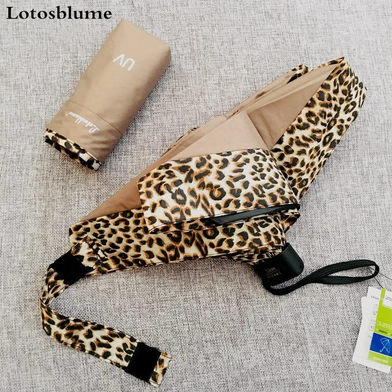 

Lotosblume Five-fold pocket mini leopard print style umbrella, weather and rain women's anti - wind anti - uv umbrella