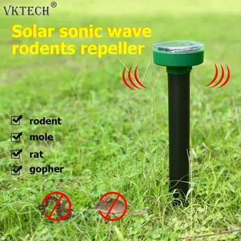 

2pcs Round Ultrasonic LED Solar Rat Mouse Repeller Underground Inserted Rodents Snake Repellent for Outdoor Garden Courtyards