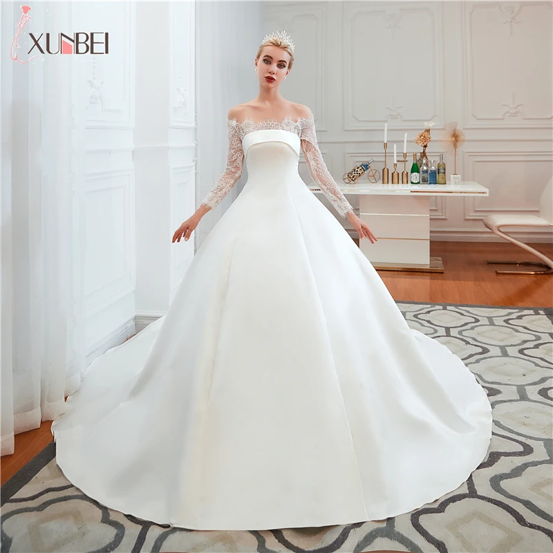 

New Arrivals Long Satin Wedding Dresses Bridal Gown Mariage Robe De Mariee Real Photos Mariage CPS1314