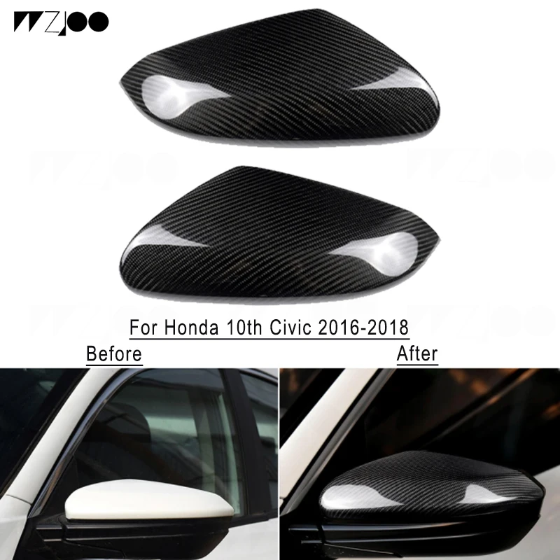 Carbon Fiber Style ABS Rear View Side Door Mirror Wing Cover Rearview Caps Fit For Honda Civic 2016-2018 auto Accessories | Автомобили и