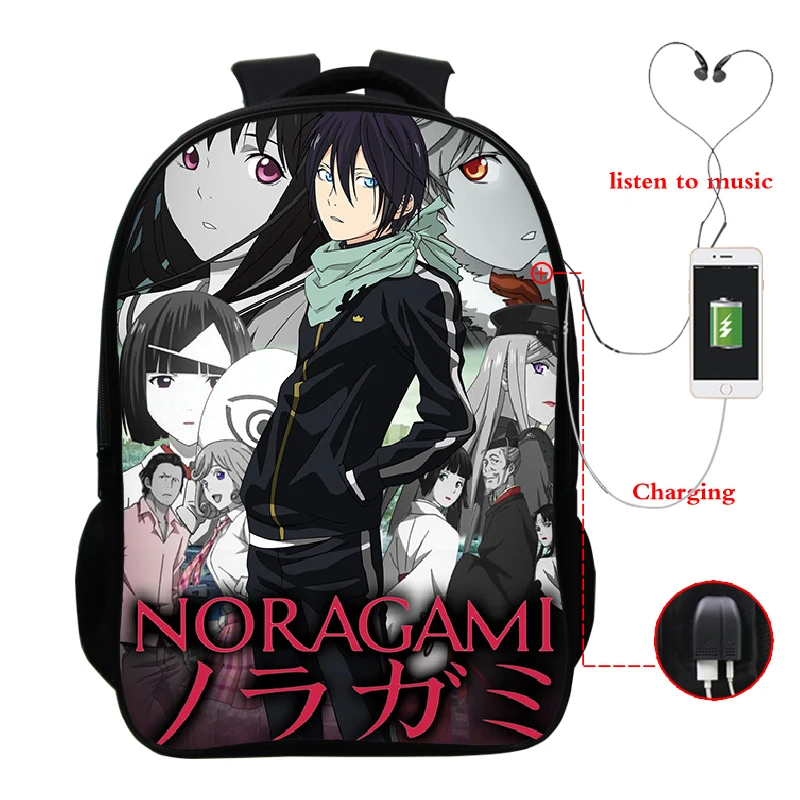 Noragami Многофункциональный USB зарядный рюкзак для ноутбука для молодежной школы 16 дюймов Сумка - Цвет: 4