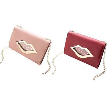 

Fashion Big Lips Shoulder Bag for Women Leather Change Purse Female Crossbody Messenger Chain Bags Ladies