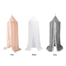 Прекрасный Круглый купол для маленьких детей, кровать, навес, мягкий шифон с кружевом, модный замок для девочек, подвесная москитная сетка, украшение, ШАМБРЕ fille