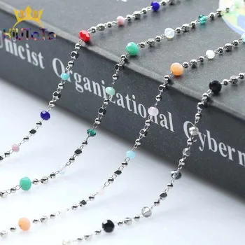 

1 Meter Silver Plated Faceted Crystal Beads Chains For Handmade Bracelet Necklace Anklet Making DIY Jewelry Findings Making