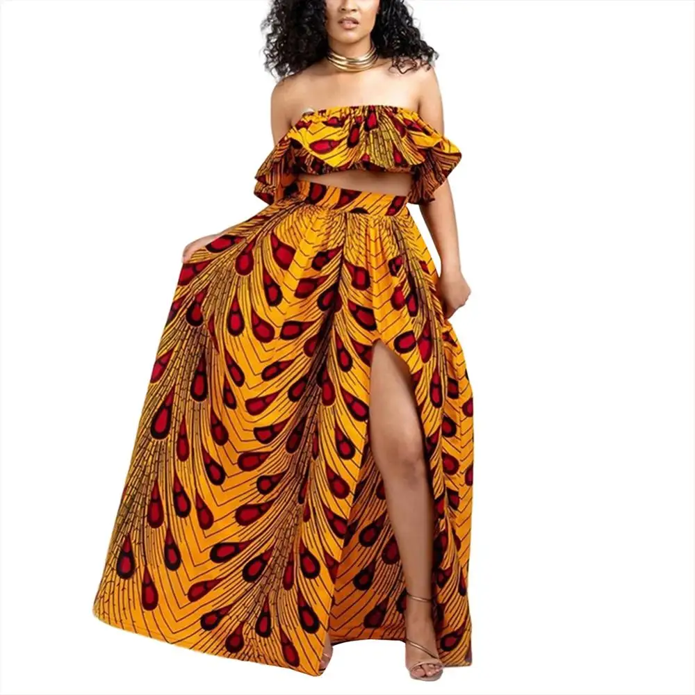 BOHISEN Dashiki African Clothes For Women Bazin Ankara Dresses Clothing Suits Short Sleeve African Print Women Dresses