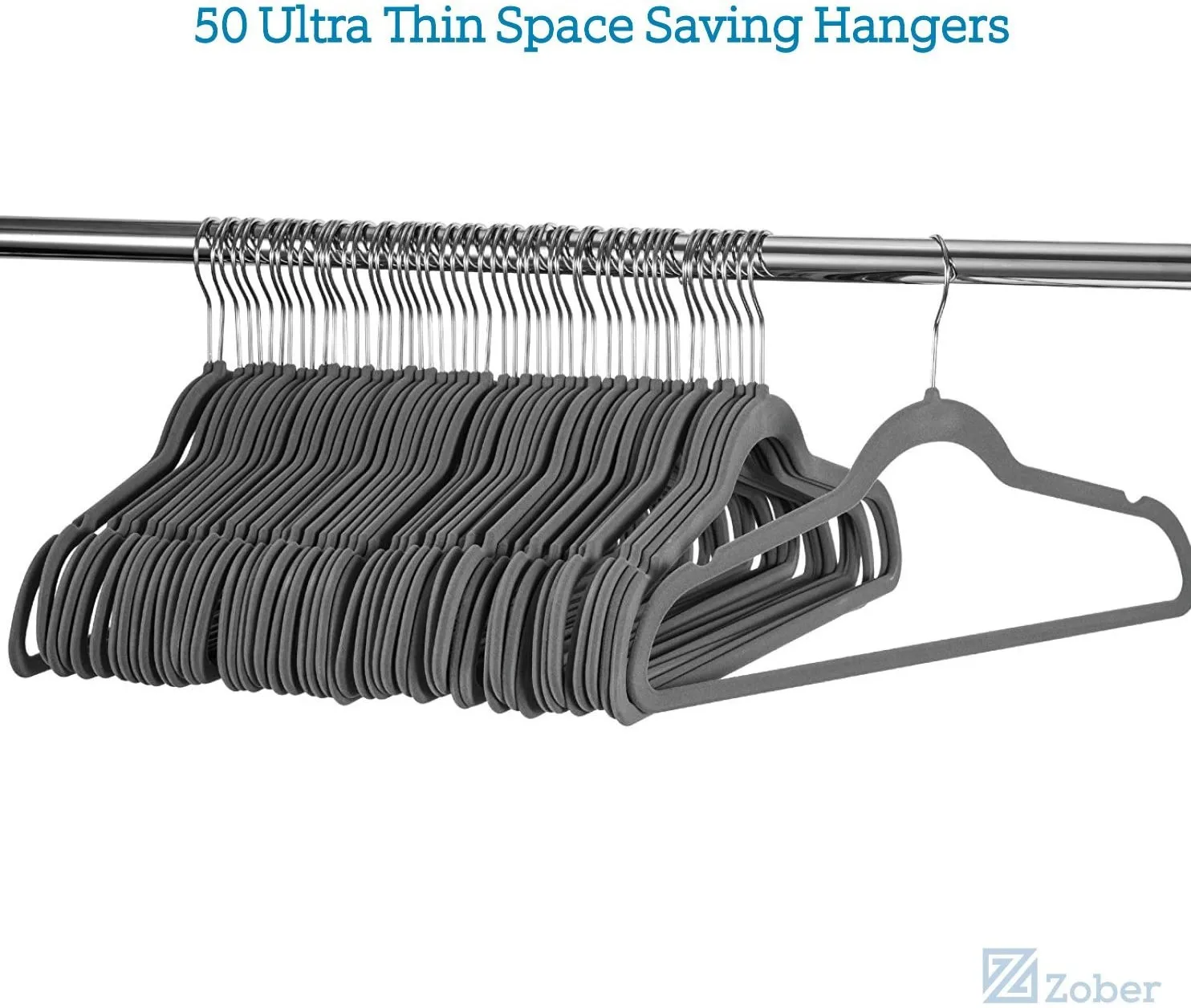 Zober Non-Slip Velvet Hangers - Suit Hangers 50-Pack Ultra Thin Space Saving 360