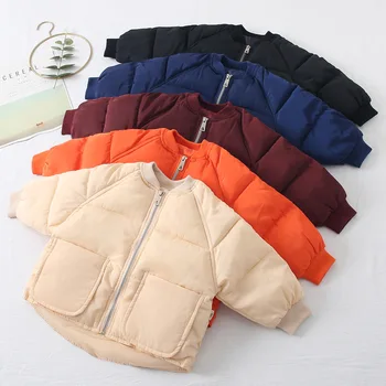 

2019 Autumn And Winter New Solid Color Children's Cotton Coat Children Clothing Cotton Liner Boys And Girls Kid's Wadded Jacket