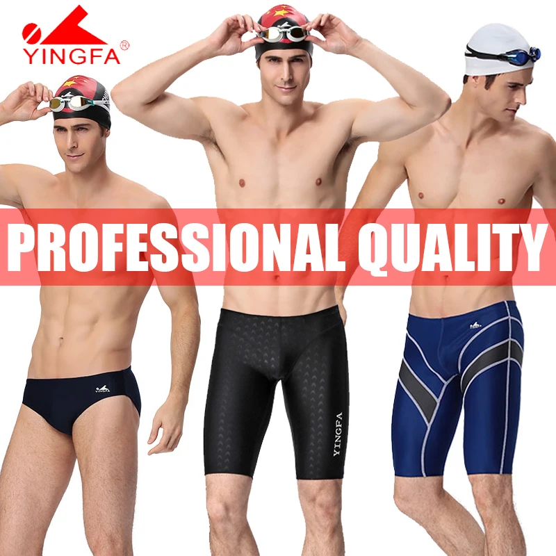 YINGFA Men's Jammers Competition Racing Training Shorts Swimming Trunks Swimsuit 