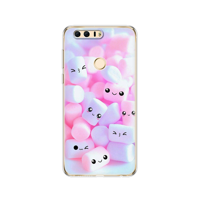 phone case for huawei honor 8 soft tpu silicon back cover 360 full protective printing clear coque