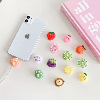 

Funny Cartoon Charging Cable Protector Cover For Mobile Phone USB Cable Data line Cute Fruit Portable case For iphone Cable