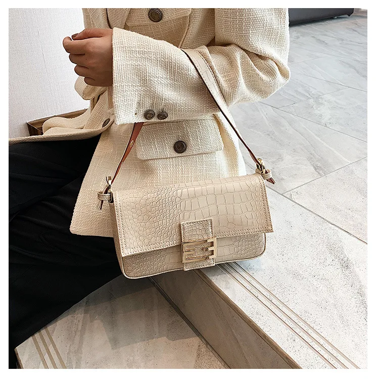 Женская Высококачественная сумка через плечо в стиле ретро, женская сумка-багет, Классическая брендовая сумка на плечо с замком, дизайнерские сумки