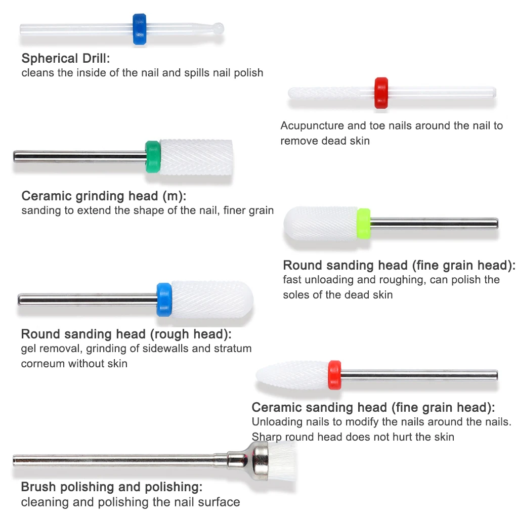 3/32 كهربائي أسود أظافر سيراميك لقمة ثقب مانيكير باديكير أداة كهربائية آلة أظافر