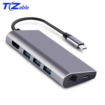 

USB-C to HDMI/Card Reader/RJ45/USB 3.0 Adapter USB C Dock for MacBook Pro Accessories USB-C Type C 3.1 Splitter 3 Port USB C HUB