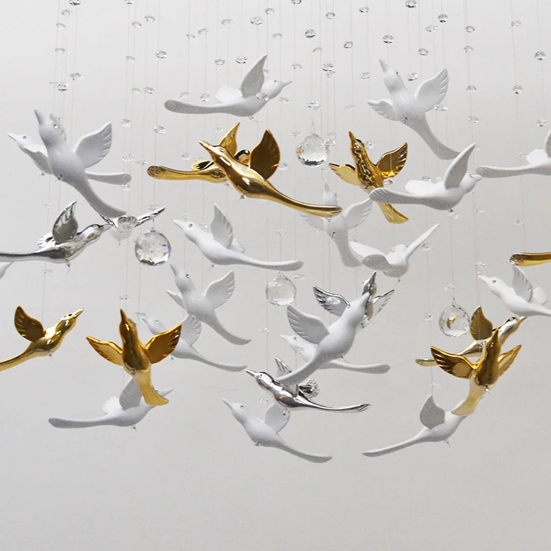 Hanging Gold plated Birds Decoration Hotel Acrylic wall hanging decor fairy garden miniatures home decoration christmas figurine Hanging Gold plated Birds Decoration Hotel Acrylic wall hanging decor fairy garden miniatures home decoration christmas figurine