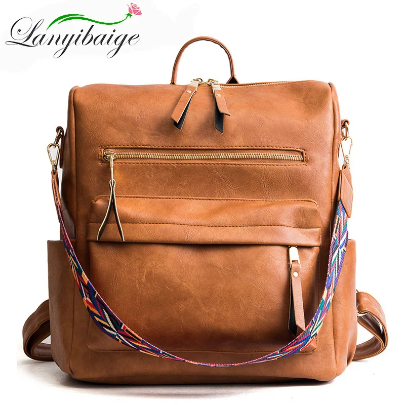 Рюкзаки для девочек Mochilas, женские кожаные рюкзаки, женский рюкзак в консервативном стиле, большой вместительный дорожный рюкзак с твердой спинкой