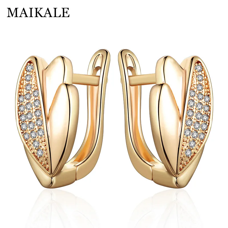 Женские серьги гвоздики из меди MAIKALE корейские гипоаллергенные с золотым