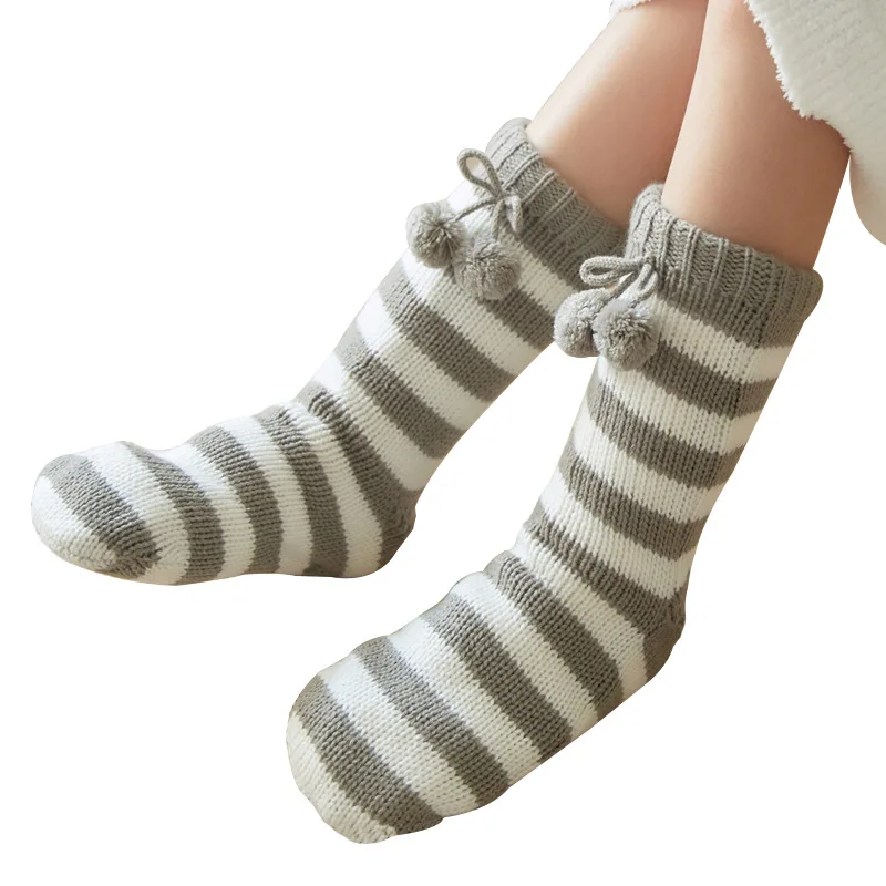 Winter thick non-slip floor women's socks high quality double warm polyester fiber plush socks Harajuku sweet soft sleep socks