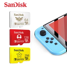 SanDisk-tarjeta MicroSD 256GB para Nintendo Switch, tarjeta de memoria de 64gb TF de alta velocidad de 128G con tema de Mario
