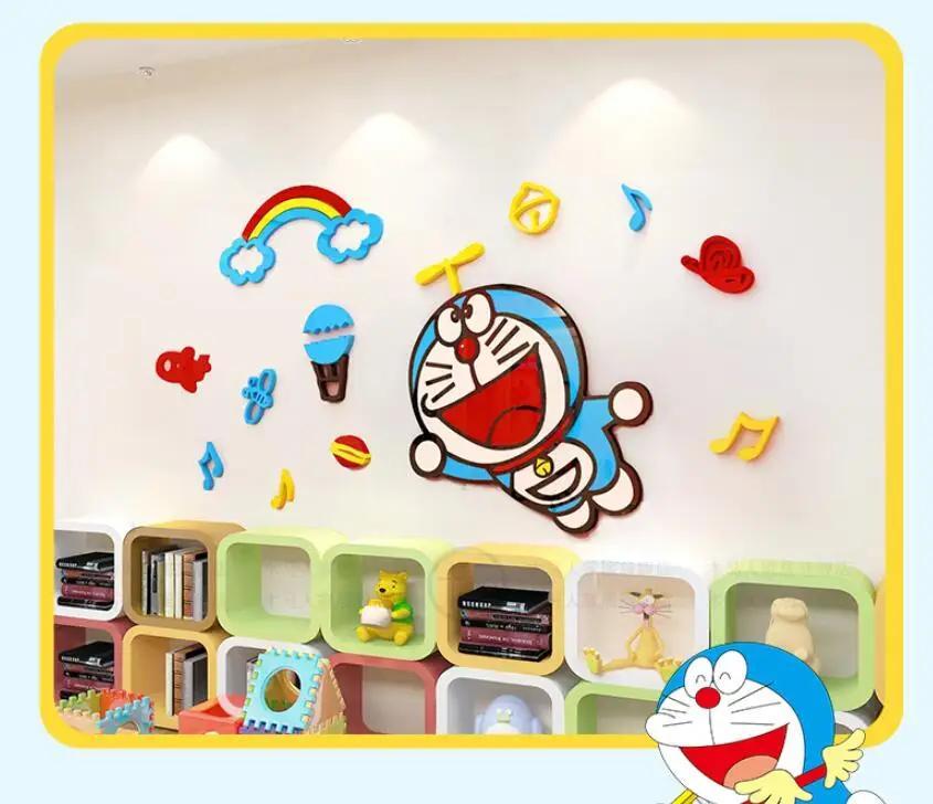 DIY музыкальная кошка Hellokitty 3D стереоскопические наклейки для стен для детской комнаты Акриловые Хрустальные спальни фоновые украшения стен