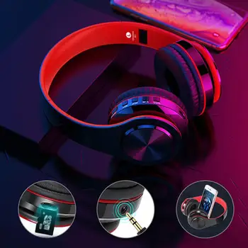

Wireless Headphones Bluetooth Earphone Bluetooth Headset Adjustable Handsfree Headset with MIC FM Radio TF Card for mobile phone