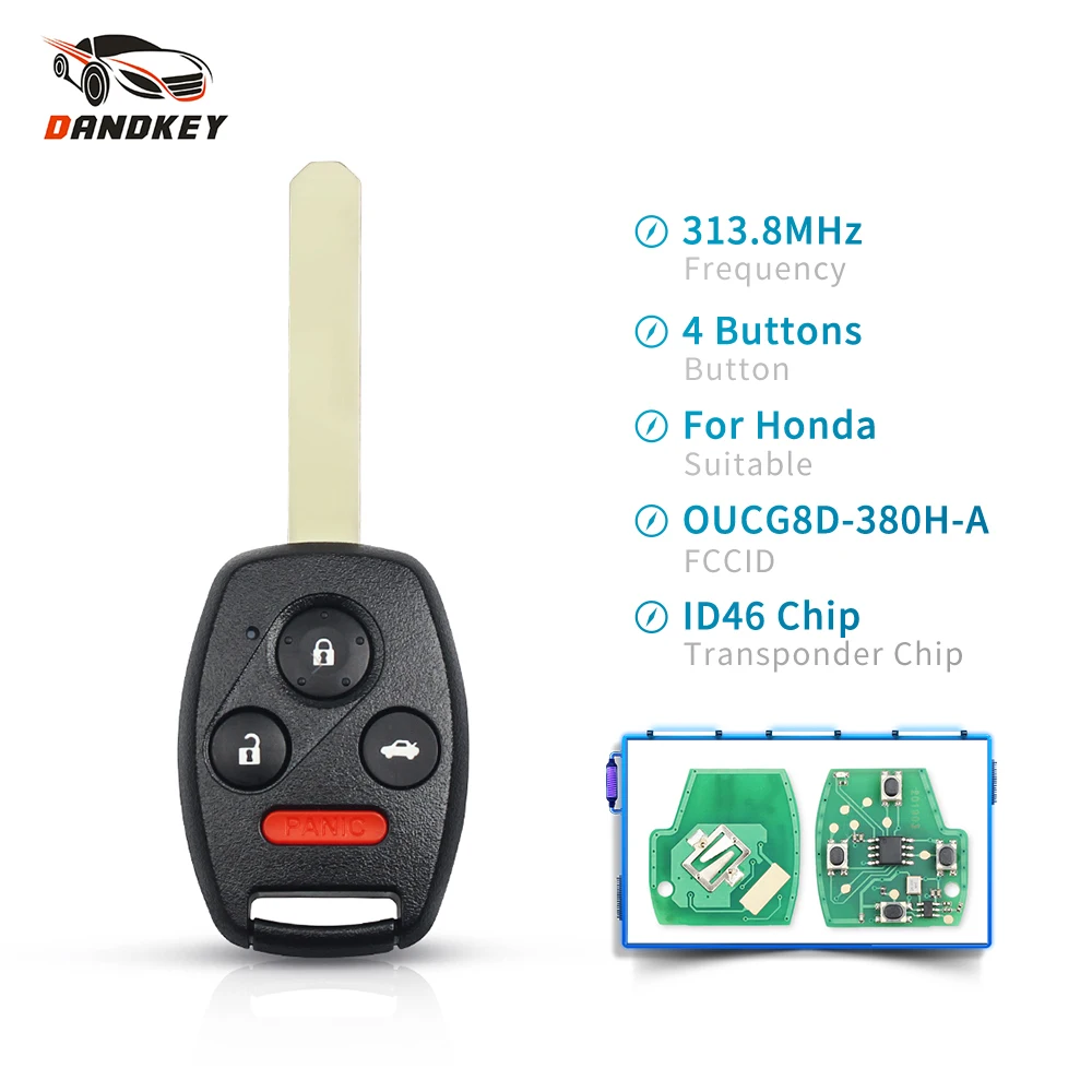 Dandkey 4 3 + 1 кнопки Fob для Honda Accord Fit Civic Element 2010 OUCG8D-380H-A 313 8 МГц с чипом ID46 дистанционный