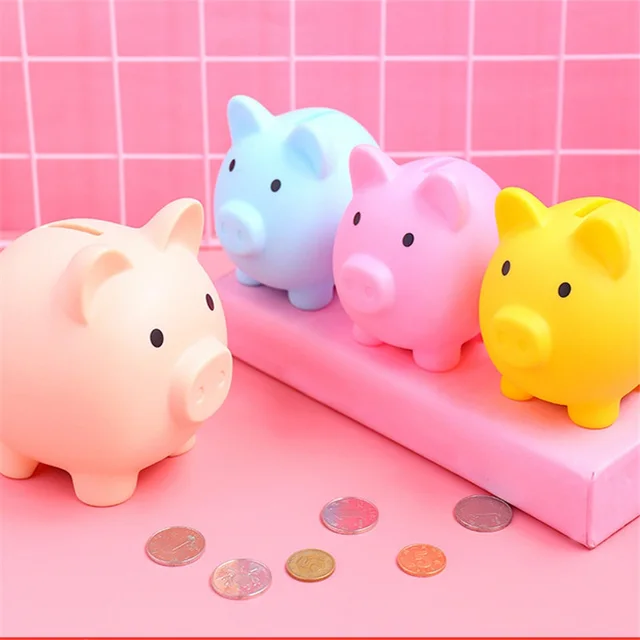 Piggy Bank Műanyag Sertés Megtakarító Érmék Ajándék Pénzdoboz Pénztárgy Gyerekek Játék