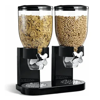 

Kitchen Dry Food Dispensers Barrels Cereal Box Airtight Container Round Grain Dispenser 2 Tube Oatmeal Distributor Containers