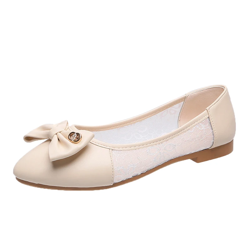 New Spring Bow Knot Women Shoes Rhinestone Flats Leisure Ballerina Ladies Ballet hoes Breathable Slip On Crystal Casual Shoes