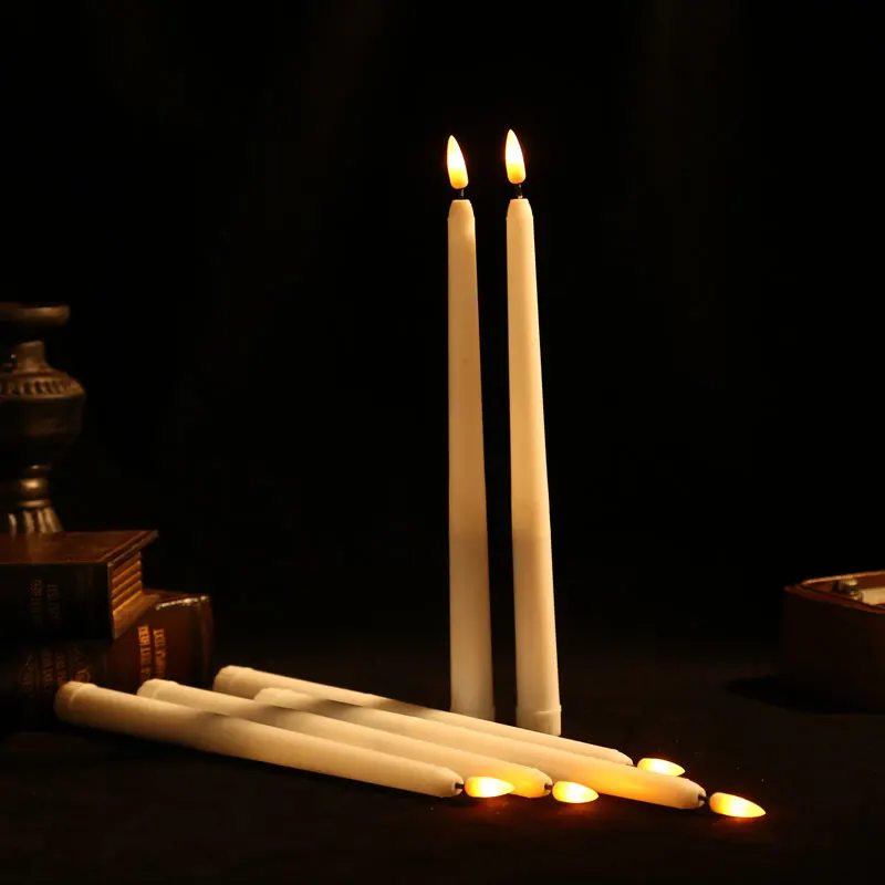 4 шт. пластиковый беспламенный светодиодный конус свечи, 27 см высота на батарейках свечи, электрические свечи, длинные канделы, без держателя