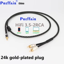 

Preffair Silver Plated 2RCA to 3.5mm Audio Cable HiFi Stereo AUX RCA Cable Jack 3.5 Y Splitter For Amplifiers Audio Home Theater