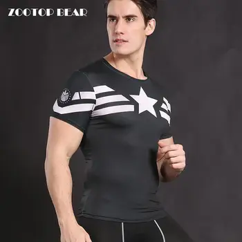 

Captain America T shirt Compression Men Shirt Tops Cosplay T-shirt Superhero Tees Male Fitness Camisetas ZOOTOP BEAR